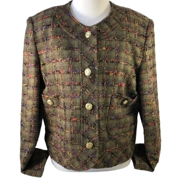 Talbots Jackets & Coats Talbots Womens Suit Jacket Green Tweed Long